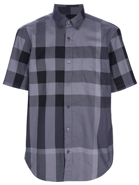 mens burberry check shirt short sleeve|burberry gray short sleeve shirt.